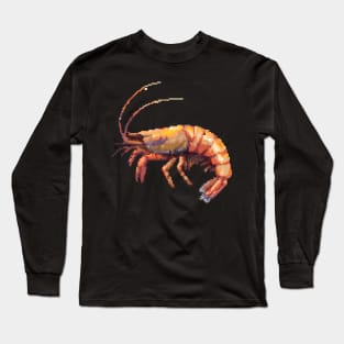 Pixelated Shrimp Artistry Long Sleeve T-Shirt